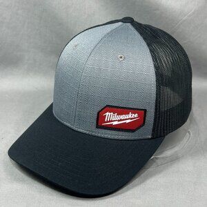 Milwaukee Tools Gridiron Snapback Hat Gray Yupoong Trucker Mesh Workwear Mens